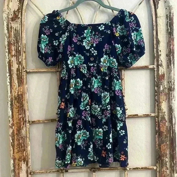 Justice Girls Blue Floral Midi Dress, Size 10 - Picture 1 of 4